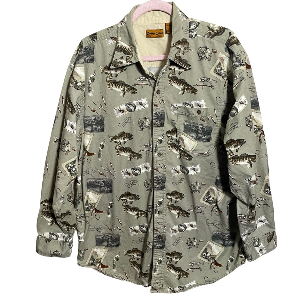 Cobra Creek Men’s button down fish lure fisherman’s shirt